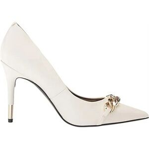 Nine West Cream Heels with Gold Chain Detail